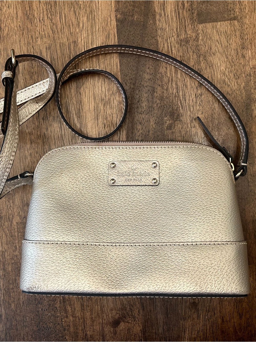kate spade Metallic Gold Pebbled Leather Crossbody
